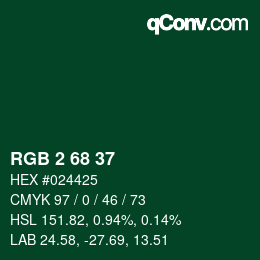 Farbcode: RGB 2 68 37 | qconv.com