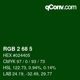 Color code: RGB 2 68 5 | qconv.com