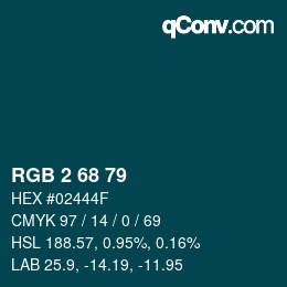 カラーコード: RGB 2 68 79 | qconv.com