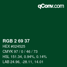 Color code: RGB 2 69 37 | qconv.com
