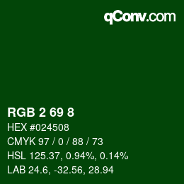 Color code: RGB 2 69 8 | qconv.com