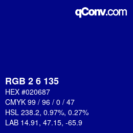 Color code: RGB 2 6 135 | qconv.com