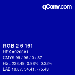 Color code: RGB 2 6 161 | qconv.com