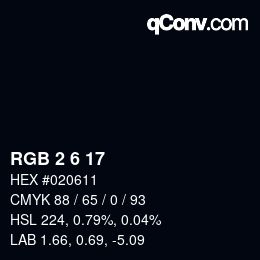 Color code: RGB 2 6 17 | qconv.com