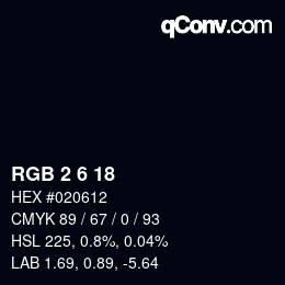 Color code: RGB 2 6 18 | qconv.com