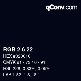 Color code: RGB 2 6 22 | qconv.com
