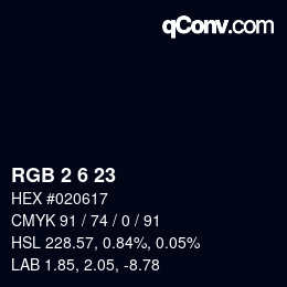 カラーコード: RGB 2 6 23 | qconv.com