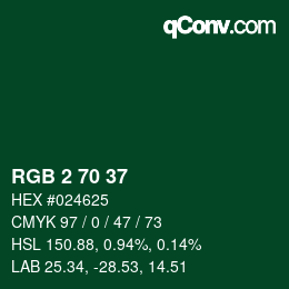 Color code: RGB 2 70 37 | qconv.com