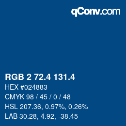 カラーコード: RGB 2 72.4 131.4 | qconv.com
