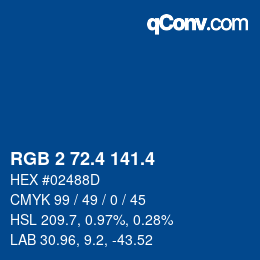 カラーコード: RGB 2 72.4 141.4 | qconv.com