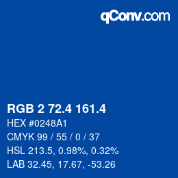 カラーコード: RGB 2 72.4 161.4 | qconv.com