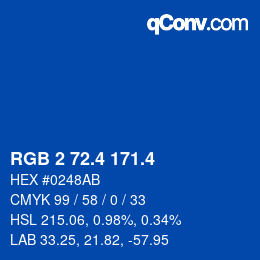 カラーコード: RGB 2 72.4 171.4 | qconv.com