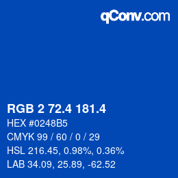 カラーコード: RGB 2 72.4 181.4 | qconv.com