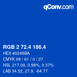 カラーコード: RGB 2 72.4 186.4 | qconv.com