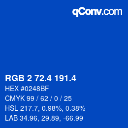 カラーコード: RGB 2 72.4 191.4 | qconv.com