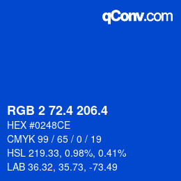 カラーコード: RGB 2 72.4 206.4 | qconv.com