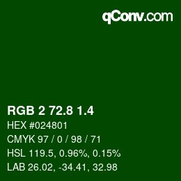 カラーコード: RGB 2 72.8 1.4 | qconv.com