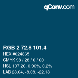 カラーコード: RGB 2 72.8 101.4 | qconv.com