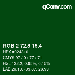 カラーコード: RGB 2 72.8 16.4 | qconv.com