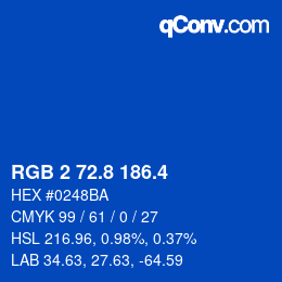 カラーコード: RGB 2 72.8 186.4 | qconv.com