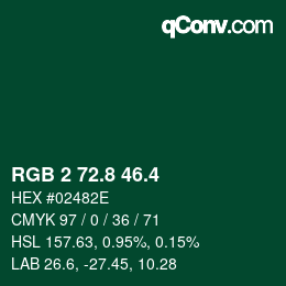 カラーコード: RGB 2 72.8 46.4 | qconv.com