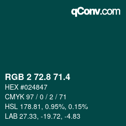 カラーコード: RGB 2 72.8 71.4 | qconv.com