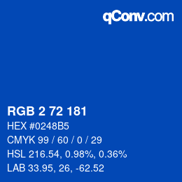 Color code: RGB 2 72 181 | qconv.com