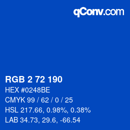 Color code: RGB 2 72 190 | qconv.com