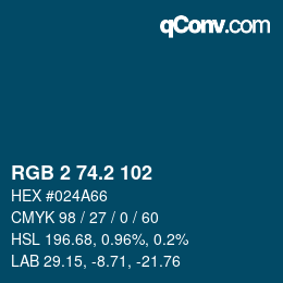 カラーコード: RGB 2 74.2 102 | qconv.com