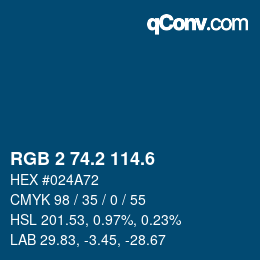 カラーコード: RGB 2 74.2 114.6 | qconv.com