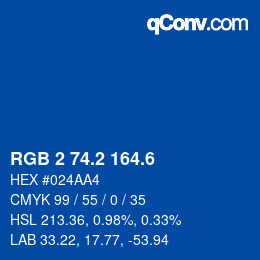 カラーコード: RGB 2 74.2 164.6 | qconv.com