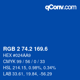 カラーコード: RGB 2 74.2 169.6 | qconv.com