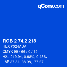 Color code: RGB 2 74.2 218 | qconv.com