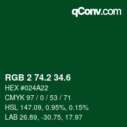 カラーコード: RGB 2 74.2 34.6 | qconv.com