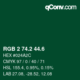 カラーコード: RGB 2 74.2 44.6 | qconv.com