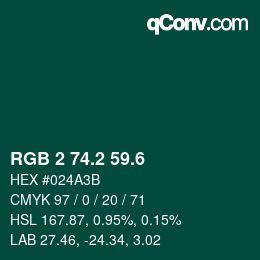 カラーコード: RGB 2 74.2 59.6 | qconv.com