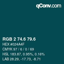 カラーコード: RGB 2 74.6 79.6 | qconv.com
