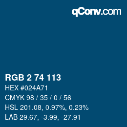 Color code: RGB 2 74 113 | qconv.com