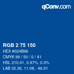 カラーコード: RGB 2 75 150 | qconv.com