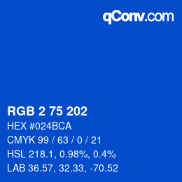 Color code: RGB 2 75 202 | qconv.com