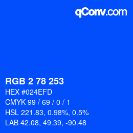 Color code: RGB 2 78 253 | qconv.com