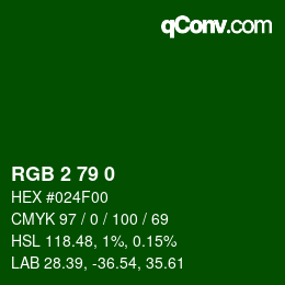 Color code: RGB 2 79 0 | qconv.com