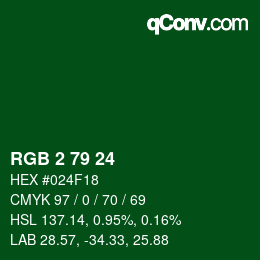 Color code: RGB 2 79 24 | qconv.com