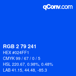 Color code: RGB 2 79 241 | qconv.com