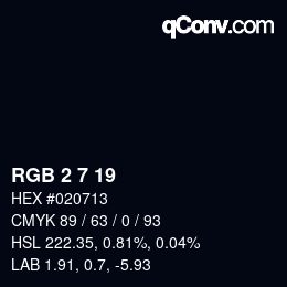 Color code: RGB 2 7 19 | qconv.com