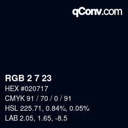 カラーコード: RGB 2 7 23 | qconv.com