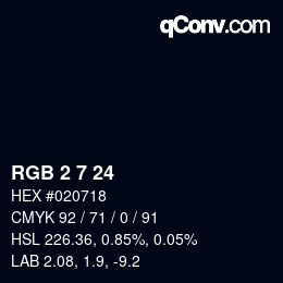 颜色代码: RGB 2 7 24 | qconv.com
