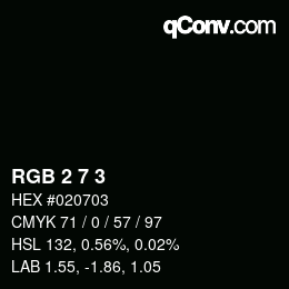 Color code: RGB 2 7 3 | qconv.com