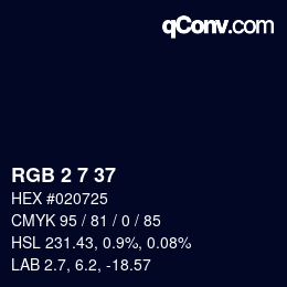 Color code: RGB 2 7 37 | qconv.com