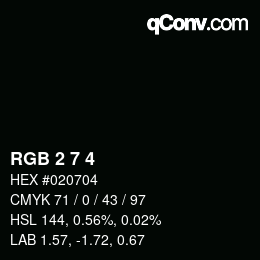 カラーコード: RGB 2 7 4 | qconv.com